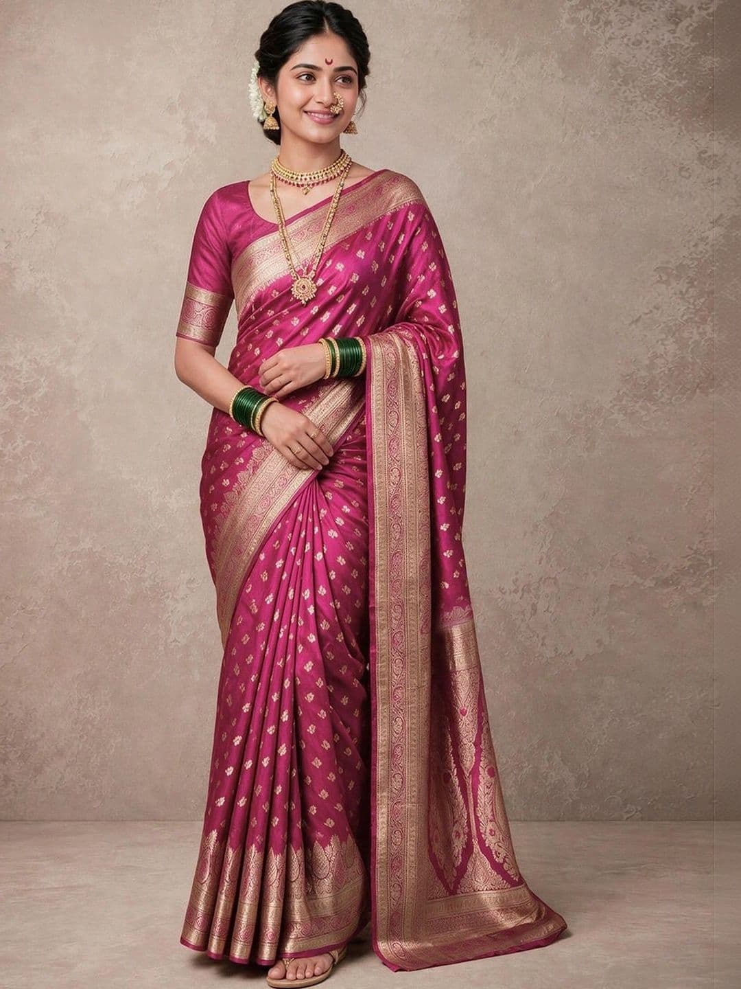 SAMANTHA Woven Design Zari Silk Blend Paithani Saree thumbnail 5