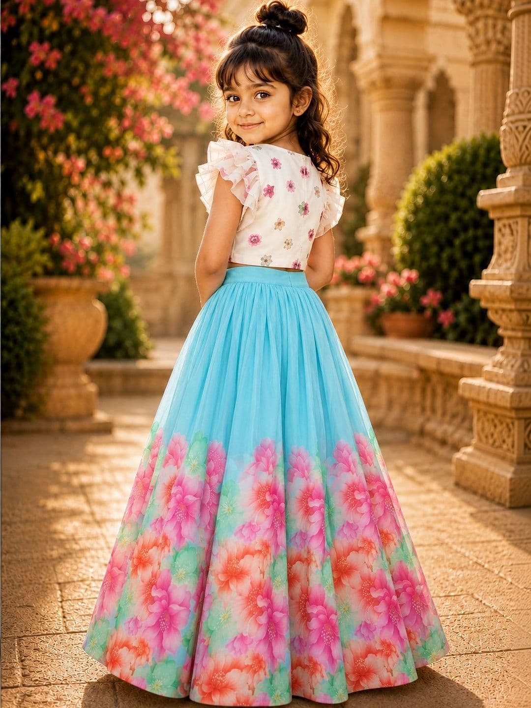 Sangria Girls Printed Ready to Wear Lehenga & thumbnail 3