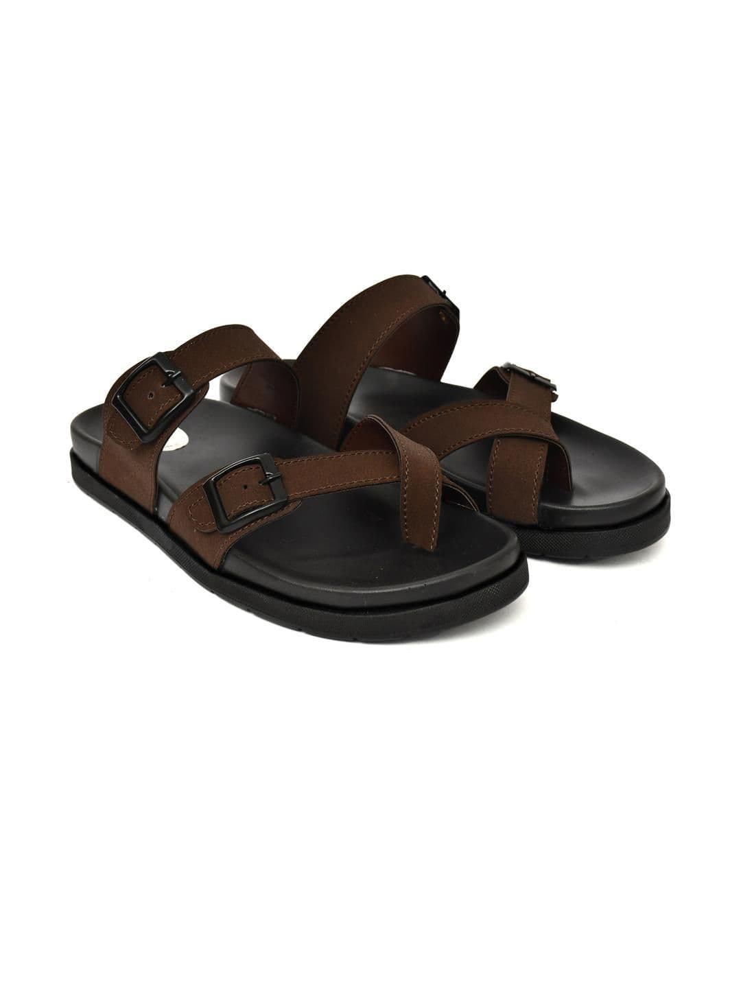 G L Trend Brown Leather Sandals thumbnail 6