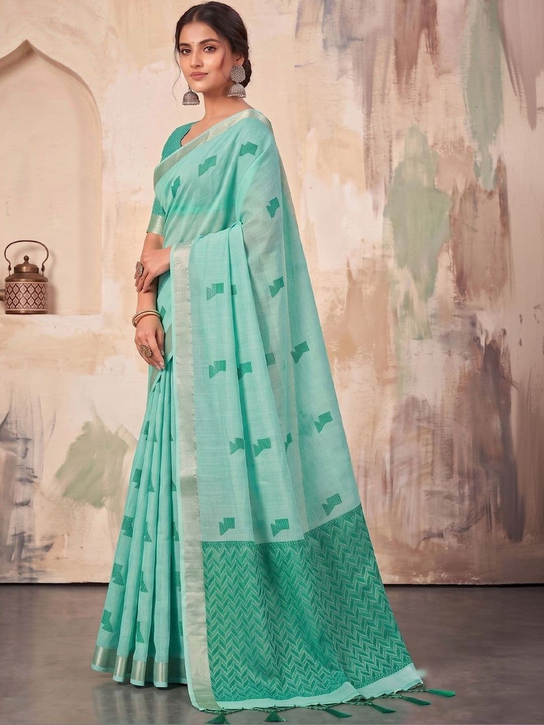 Dhaaga Ghar Woven Design Linen Blend Designer Saree thumbnail 2