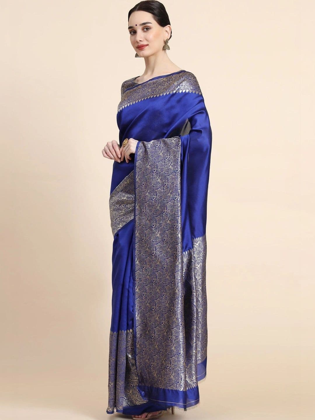 VS MALL Ethnic Motifs Zari Banarasi Saree thumbnail 4