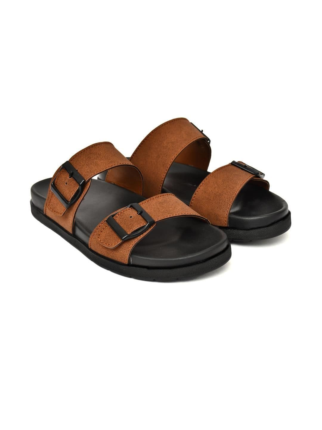 G L Trend Tan Leather Double-Strap Slip-On Water-Resistant  Sandals thumbnail 7