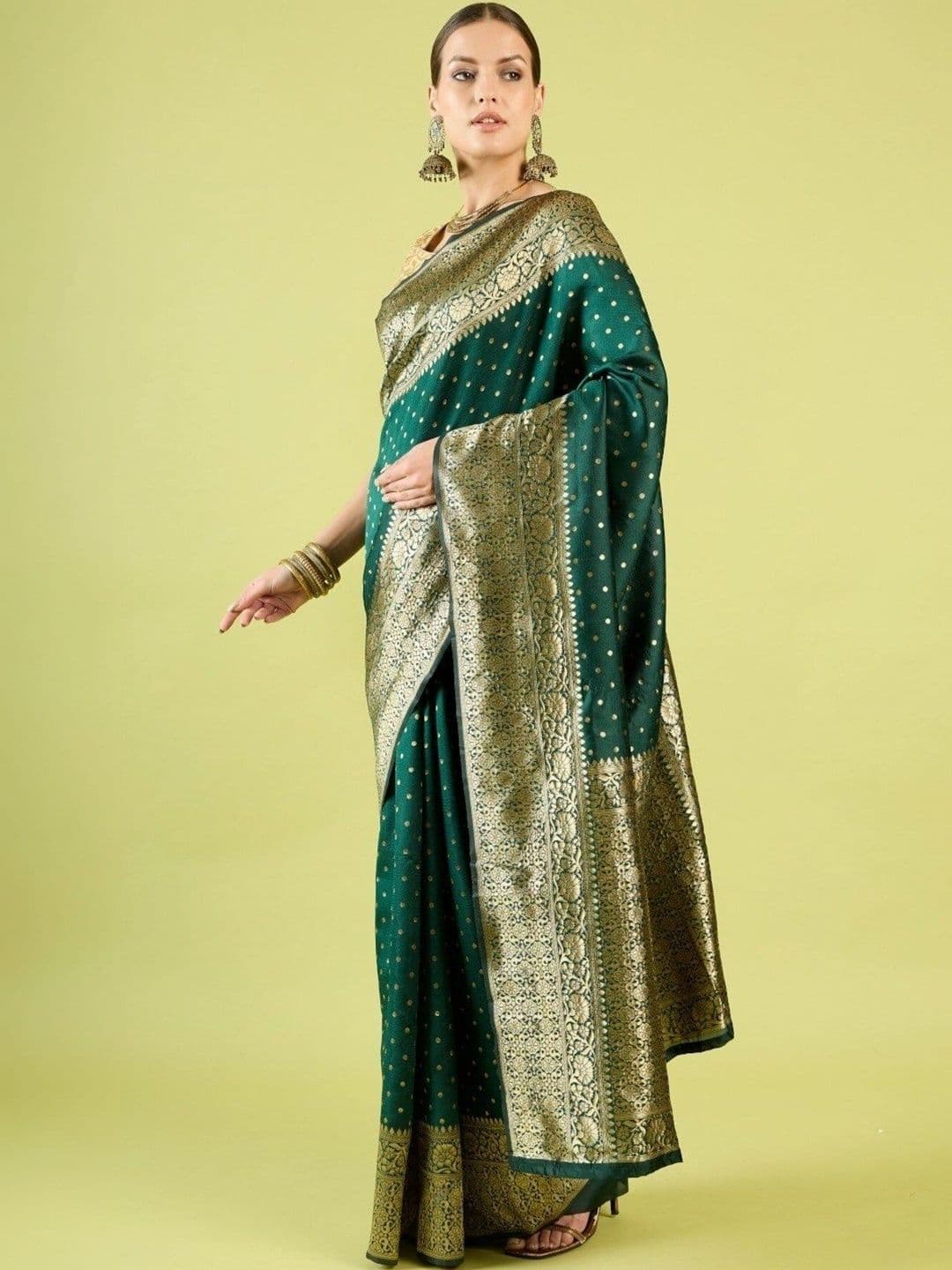 VS MALL Ethnic Motifs Zari Banarasi Saree thumbnail 4
