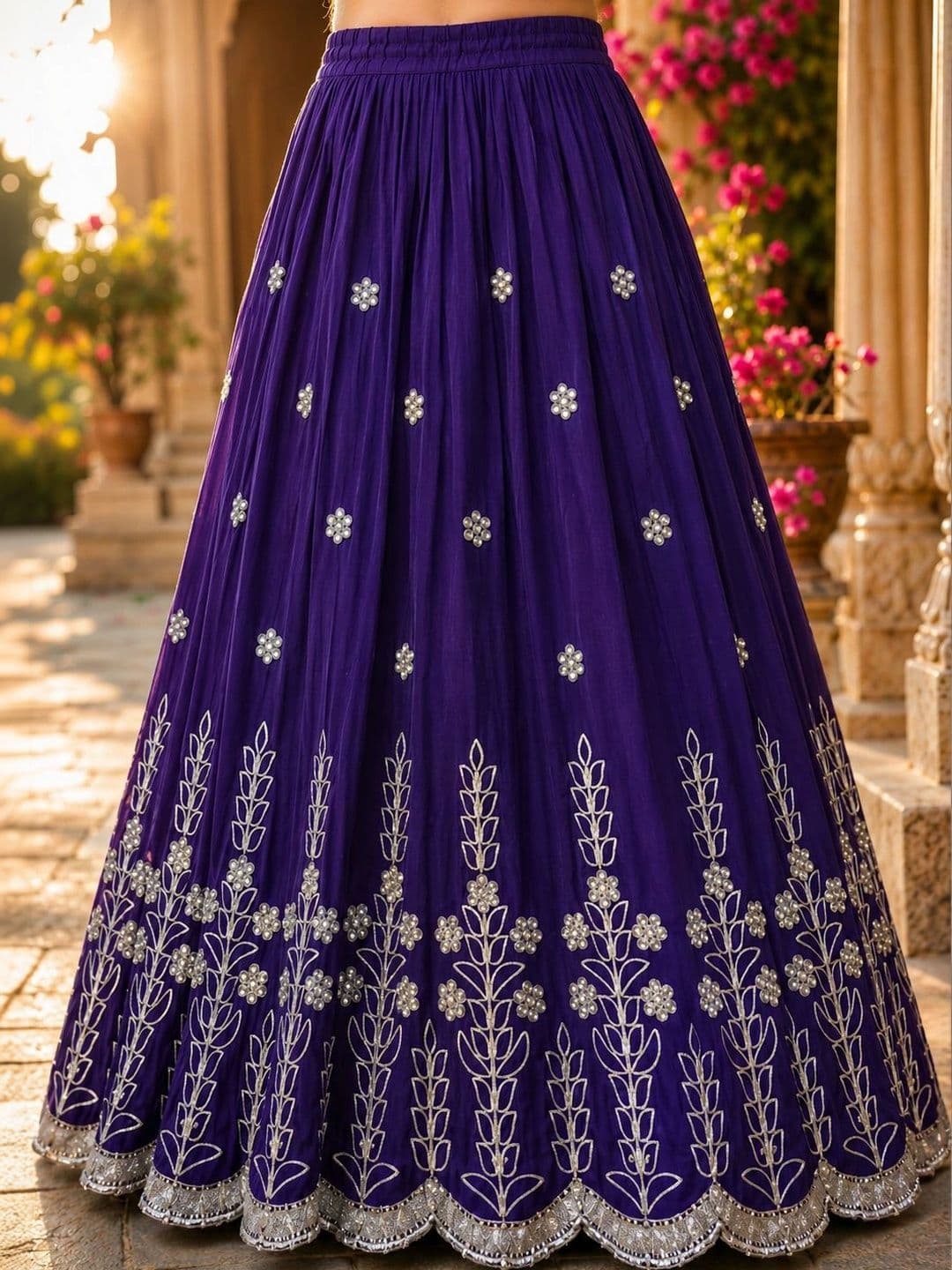 Sangria Girls Embellished Thread Work Ready to Wear Lehenga & thumbnail 4