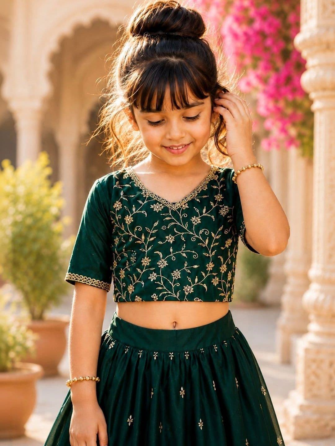 Sangria Girls Embroidered Thread Work Ready to Wear Lehenga & thumbnail 6