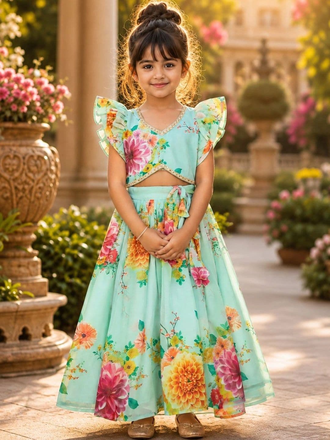 Sangria Girls Printed Ready to Wear Lehenga & - view 1