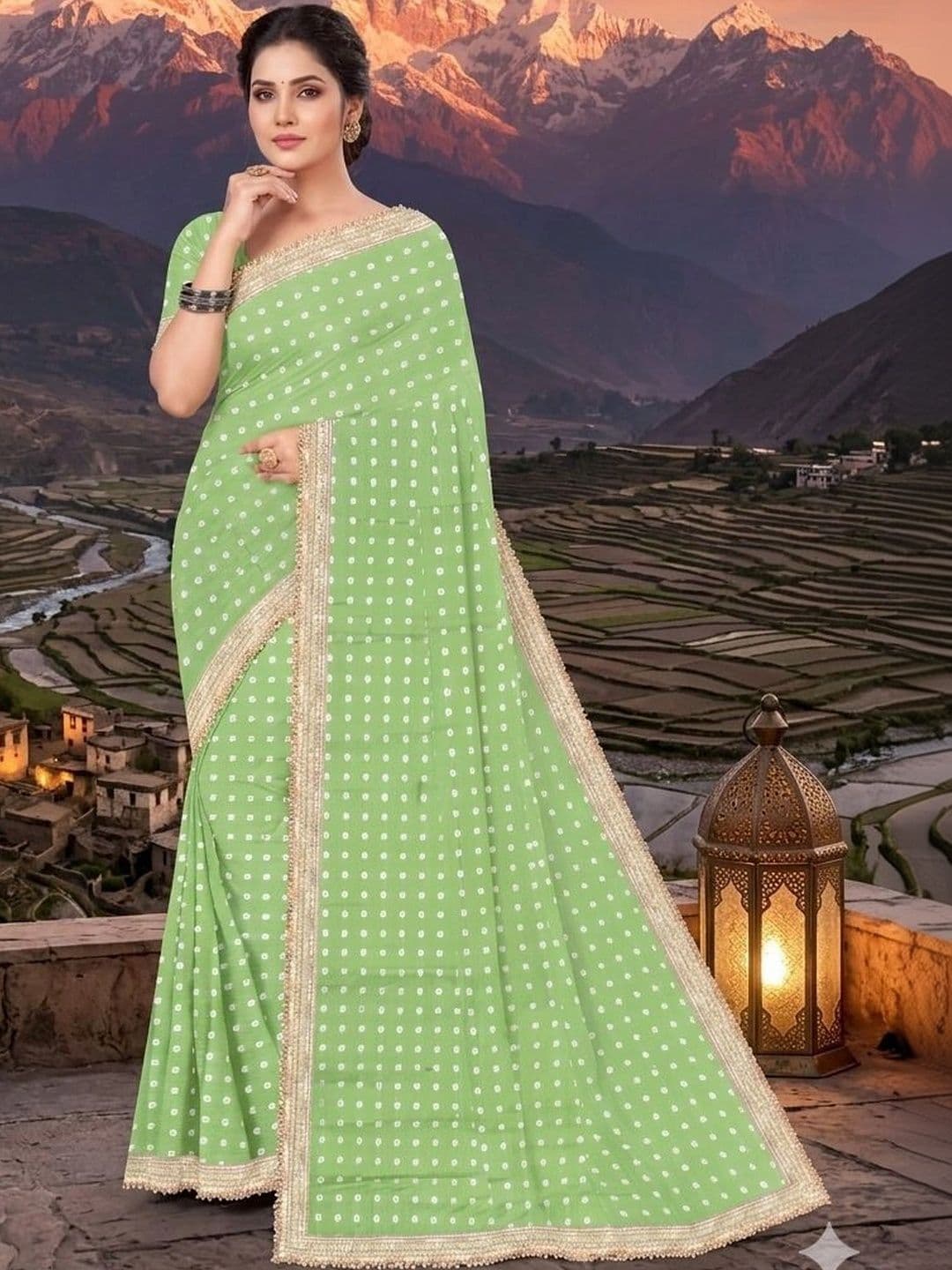 shreecre Bandhani Embroidered Pure Georgette Saree - view 1