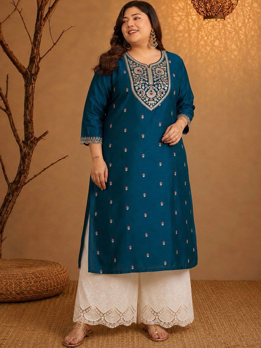 FULL BLOOM Women Ethnic Motifs Embroidered Thread Work Kurta thumbnail 7