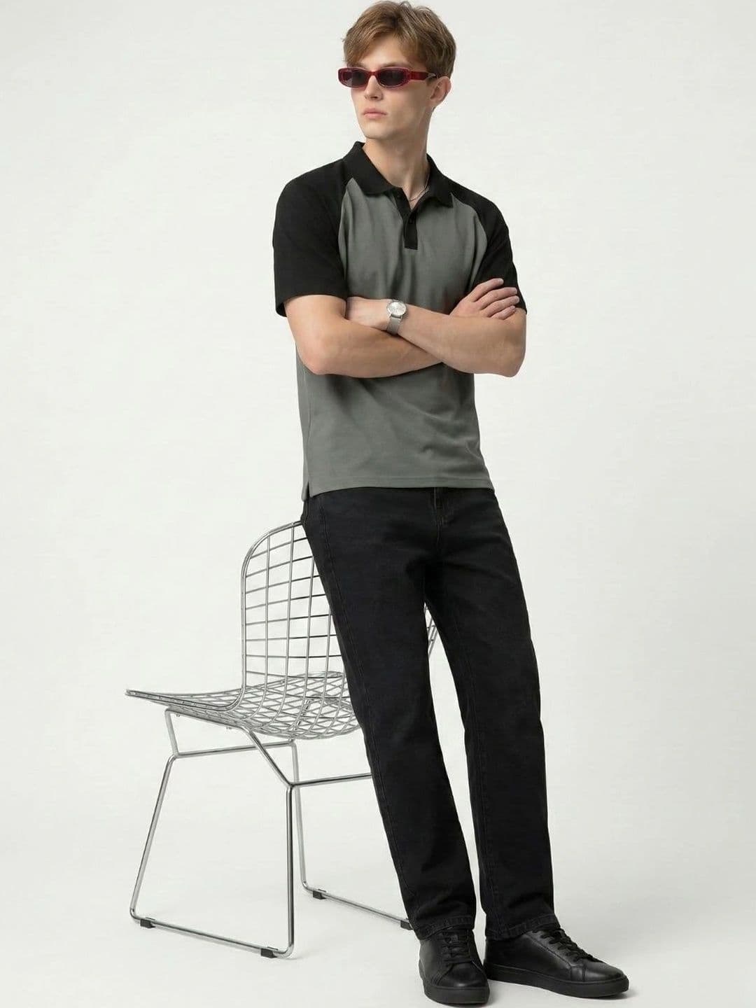 Kook N Keech Men Colourblocked Polo Collar T-shirt thumbnail 2