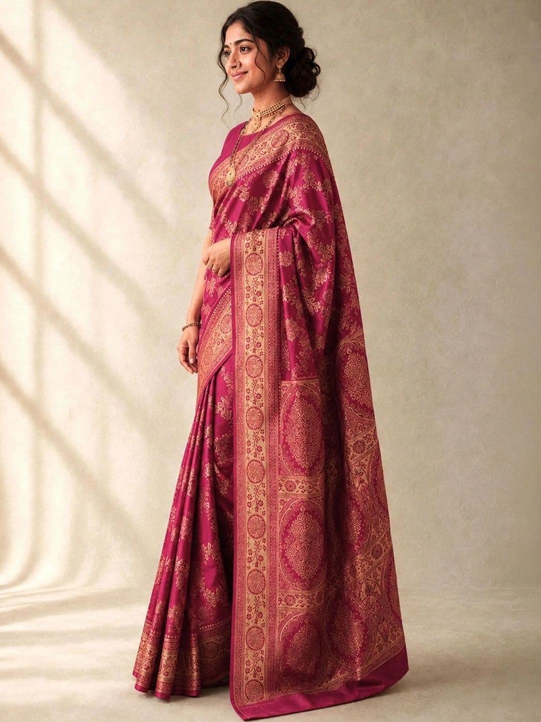 SAMANTHA Woven Design Zari Silk Blend Paithani Saree thumbnail 5