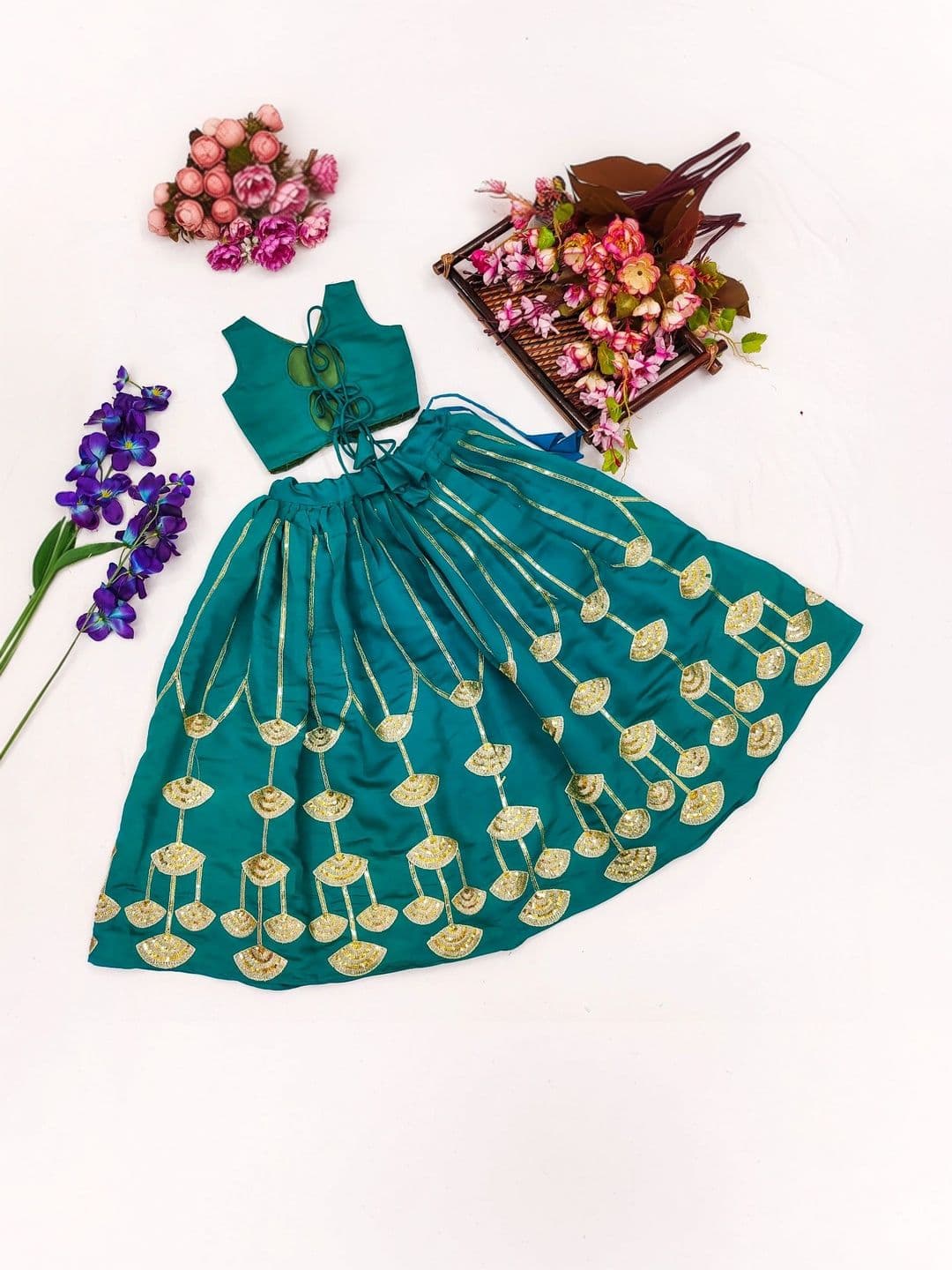 Sangria Girls Embellished Mirror Work Ready to Wear Lehenga & thumbnail 5