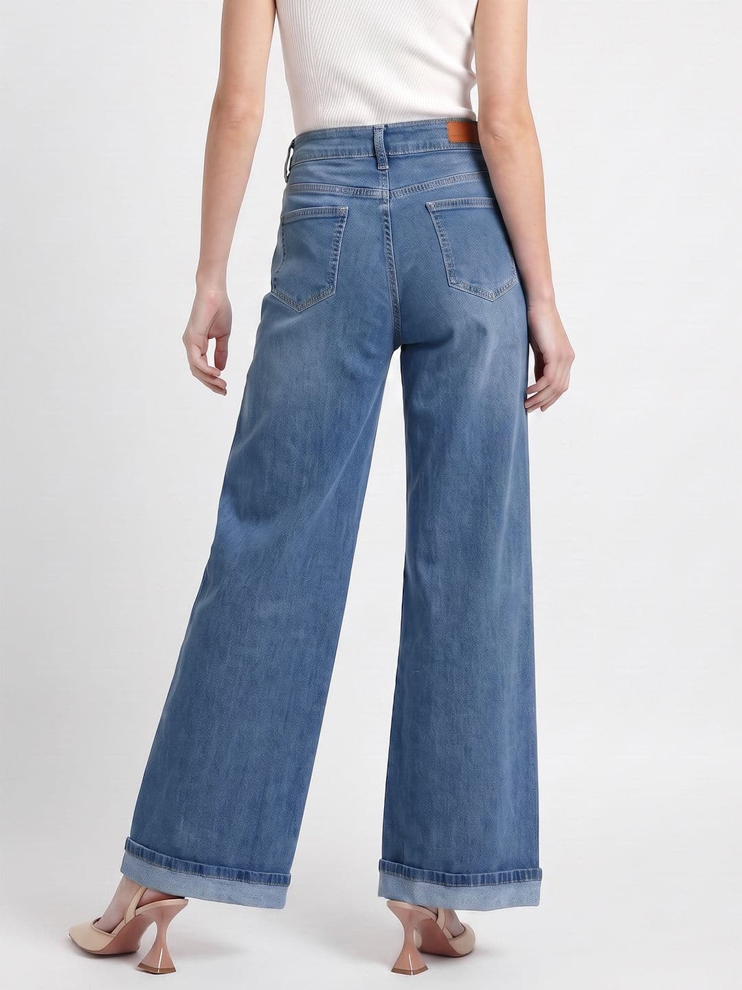 French Connection Women Wide Leg Fit Cuffed Hem High-Rise Jeans thumbnail 5