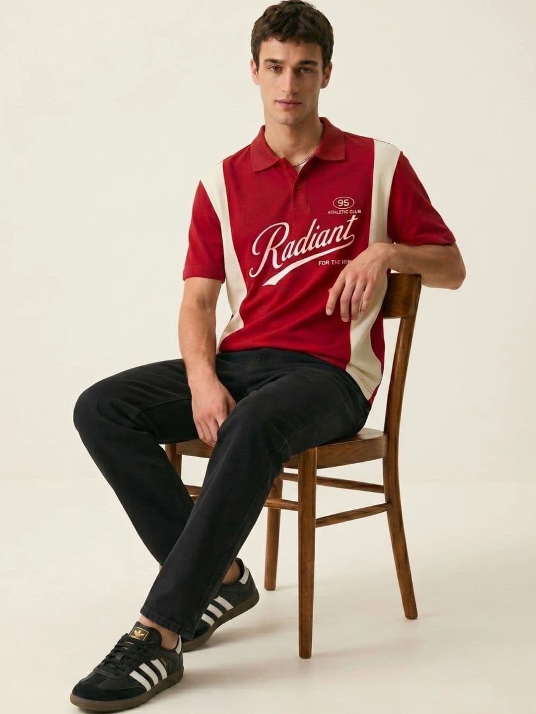 HERE&NOW Men Printed Polo Collar T-shirt thumbnail 4
