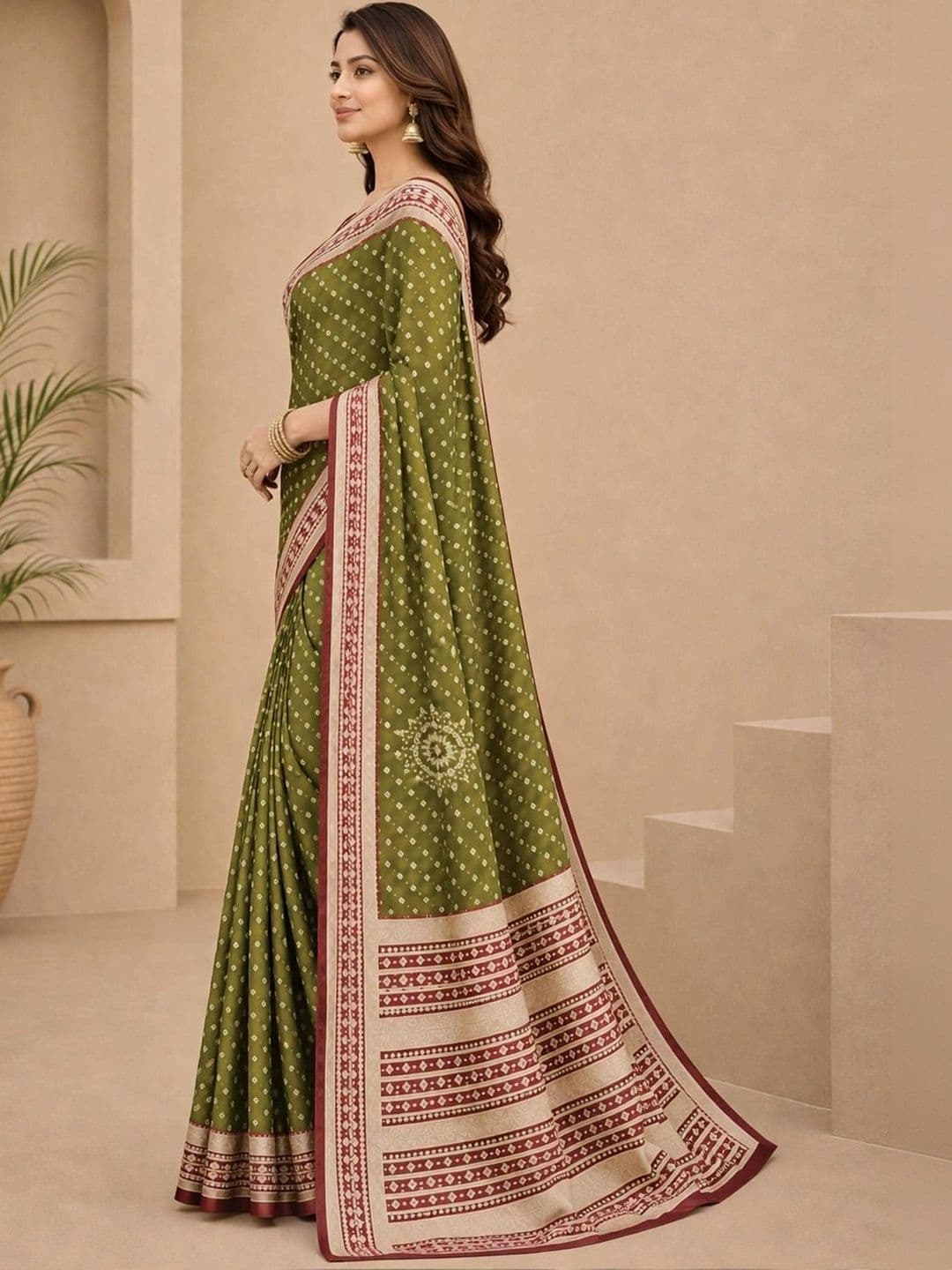 SAMANTHA Bandhani Zari Poly Georgette Saree thumbnail 2