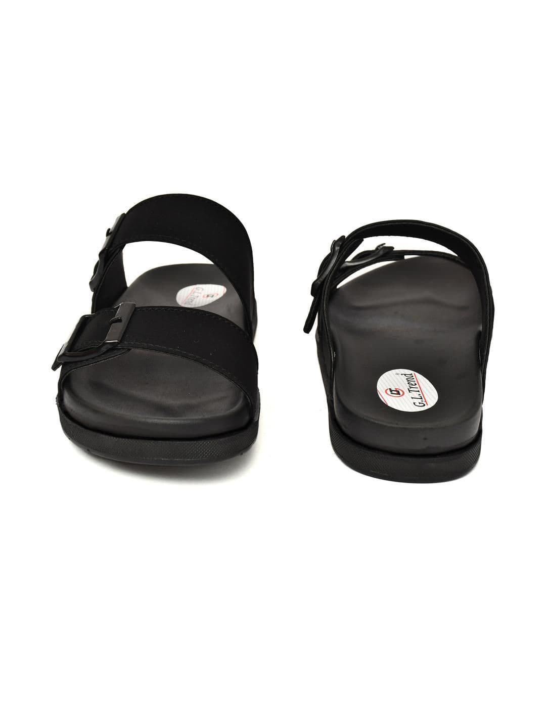 G L Trend Black Leather Sandals thumbnail 5