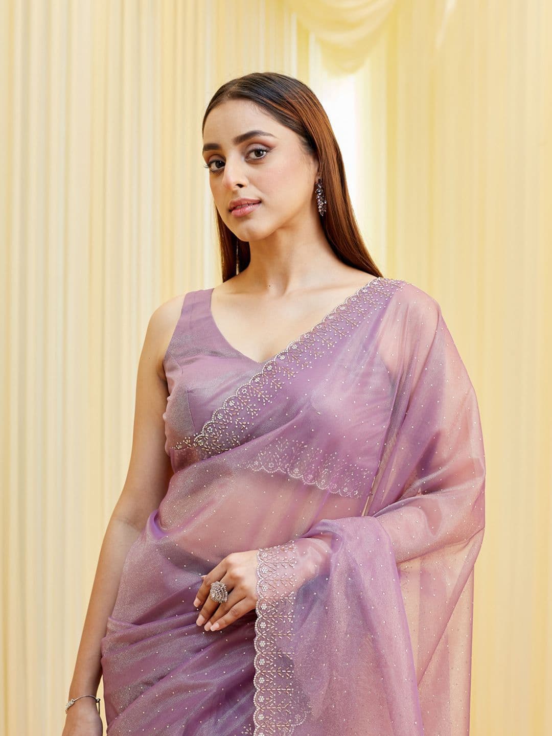 kasee Embellished Embroidered Supernet Saree thumbnail 6