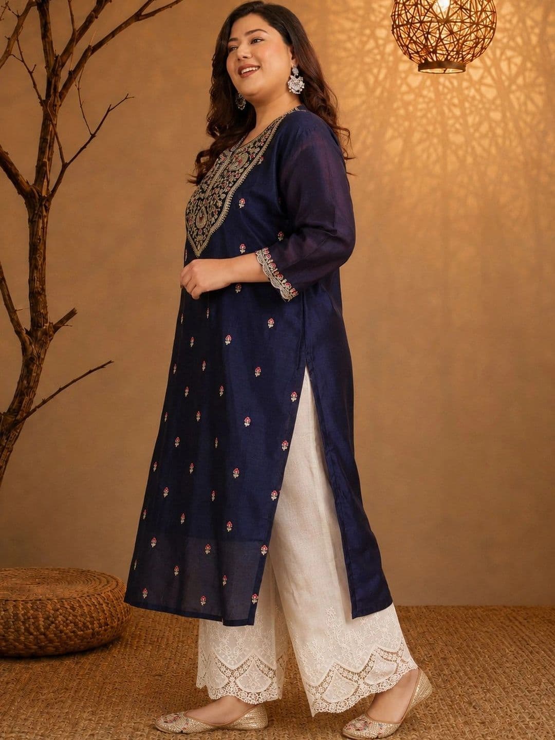 FULL BLOOM Women Ethnic Motifs Embroidered Thread Work Kurta thumbnail 6