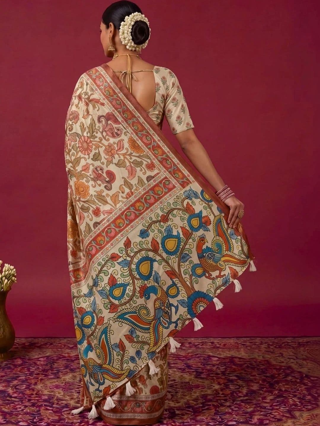 SAMANTHA Kalamkari Zari Silk Blend Saree thumbnail 5