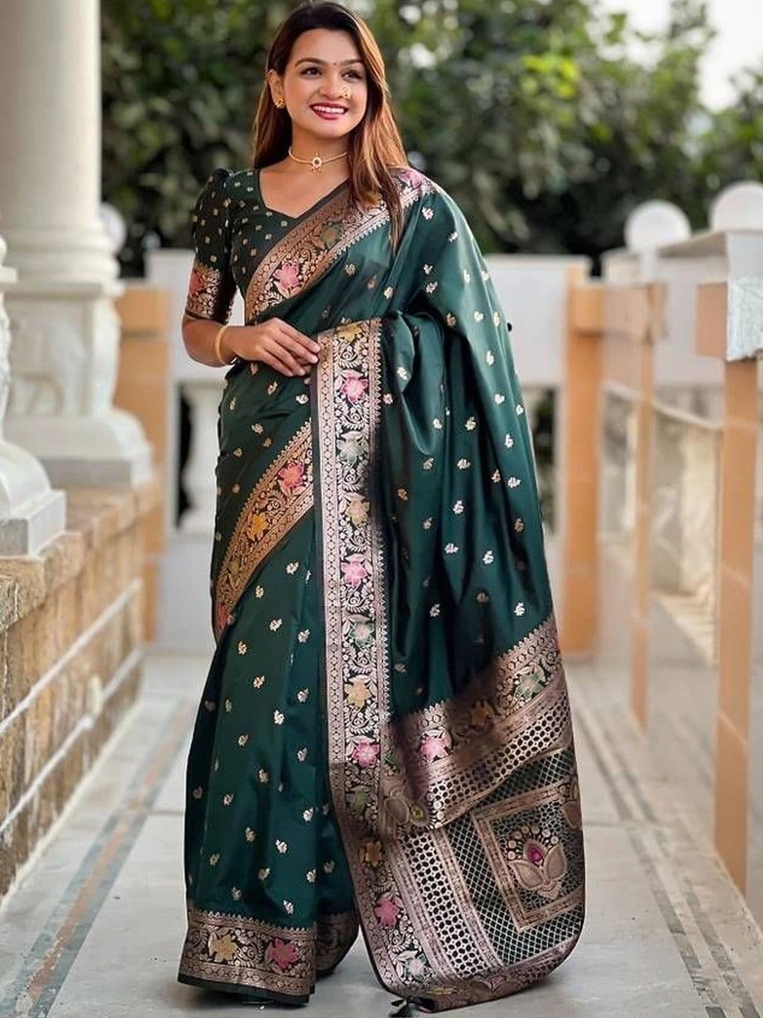 Dreamposhak Woven Design Zari Satin Banarasi Saree - view 1
