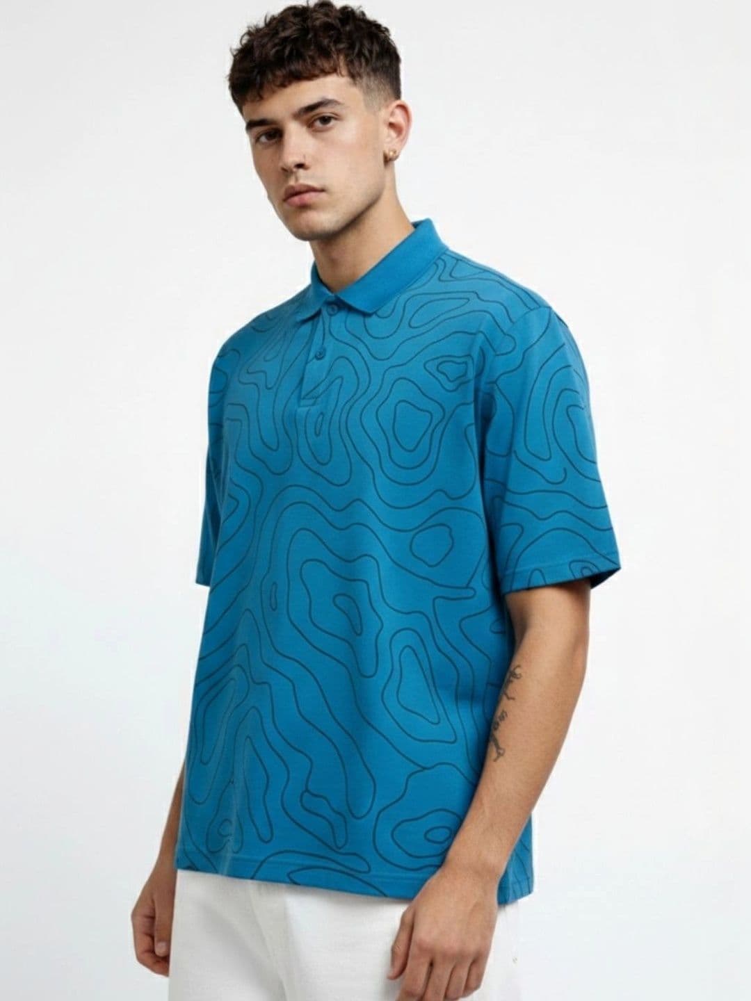 HERE&NOW Men Printed Polo Collar T-shirt thumbnail 2