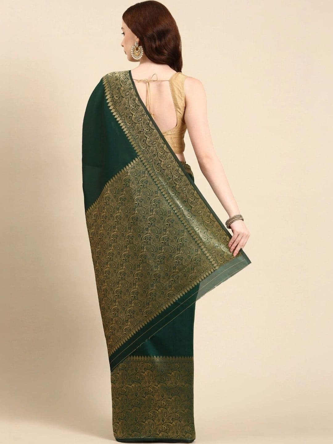 VS MALL Paisley Zari Banarasi Saree thumbnail 3