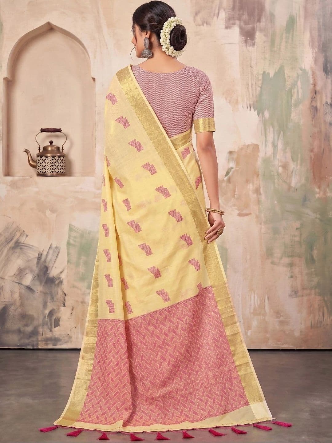 Dhaaga Ghar Woven Design Linen Blend Designer Saree thumbnail 4