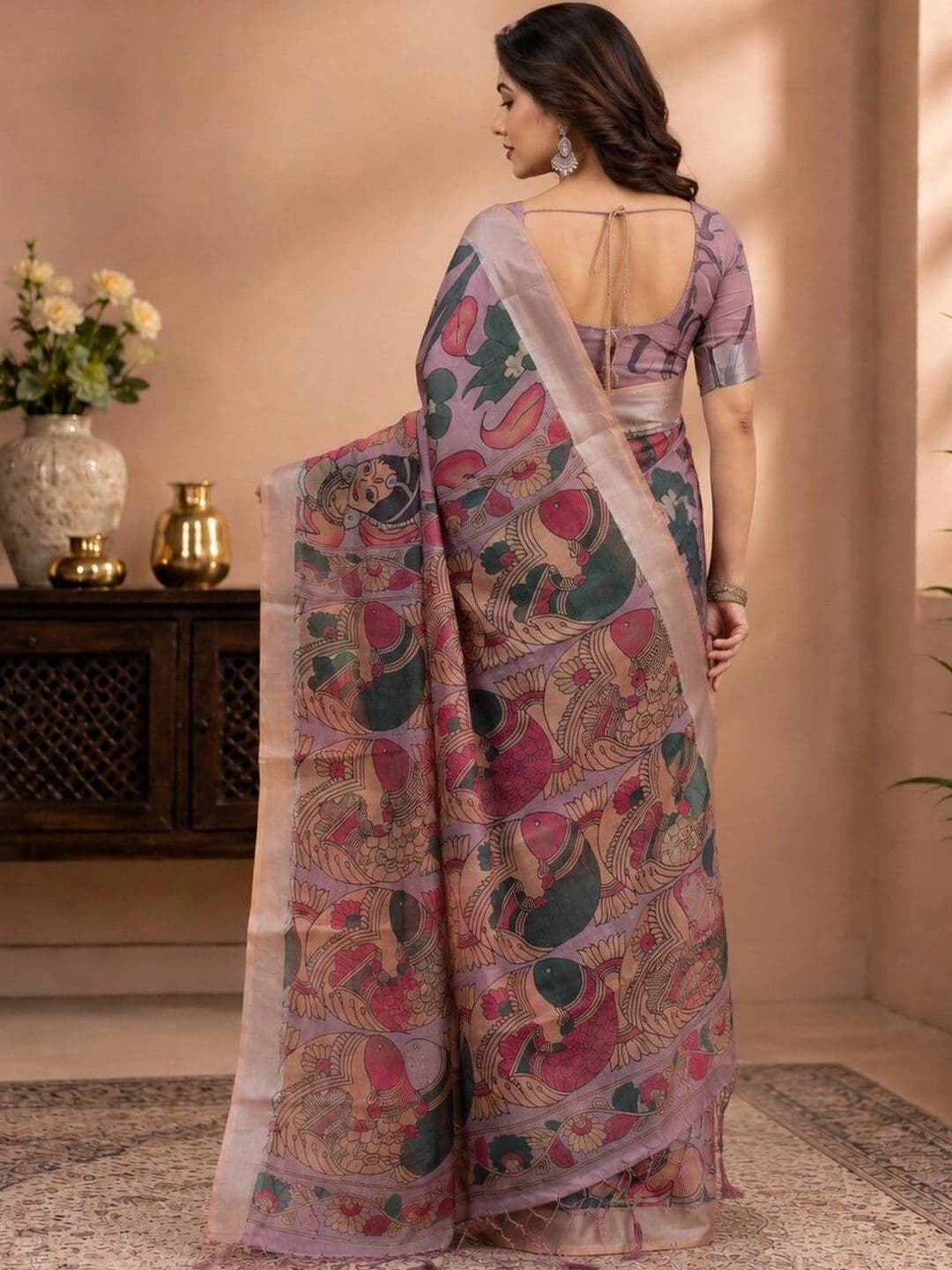 Moda Rapido Ethnic Motifs Linen Blend Bhagalpuri Saree thumbnail 2
