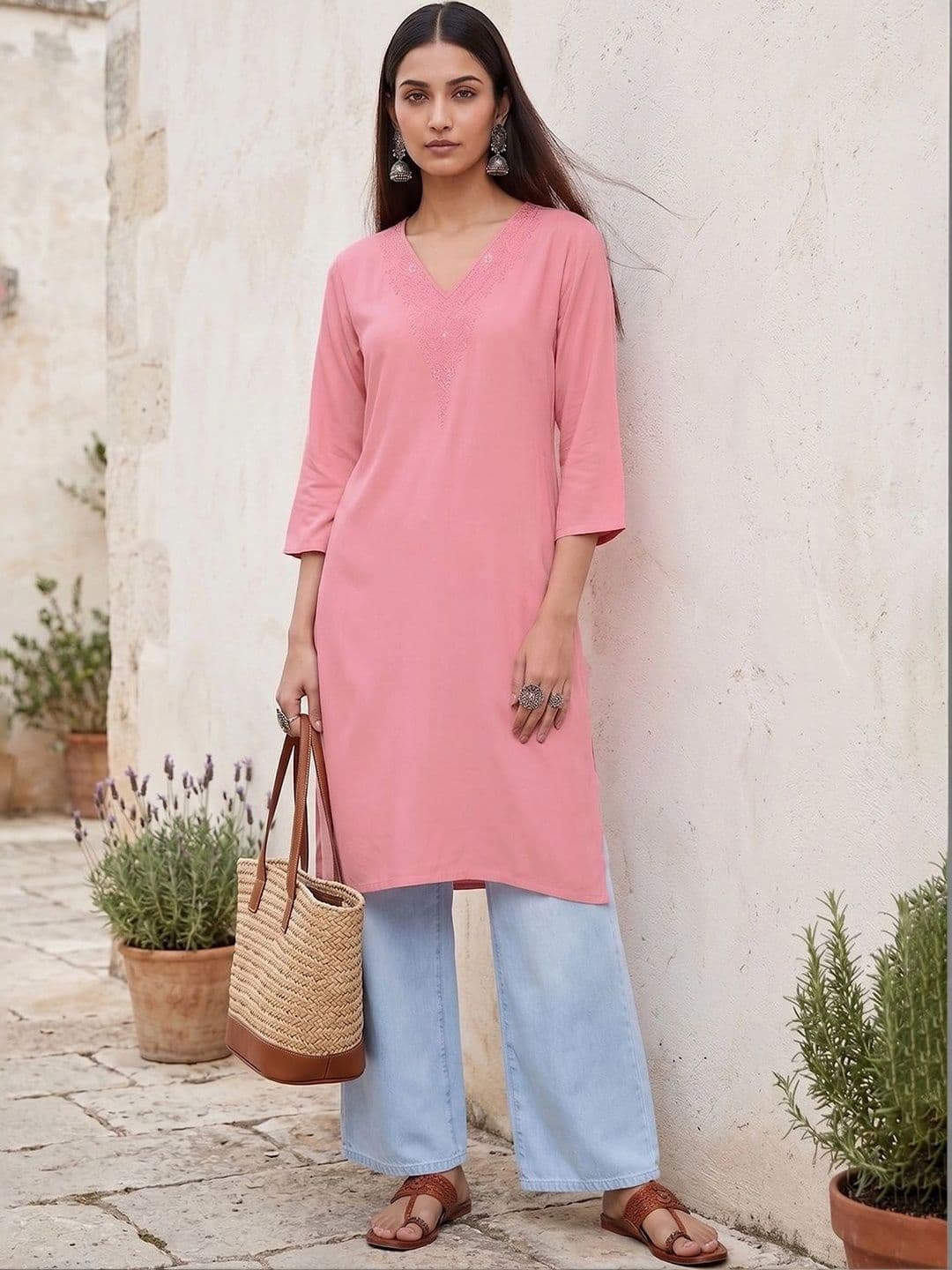 Melange by Lifestyle Women Embroidered Thread Work Kurta - view 1