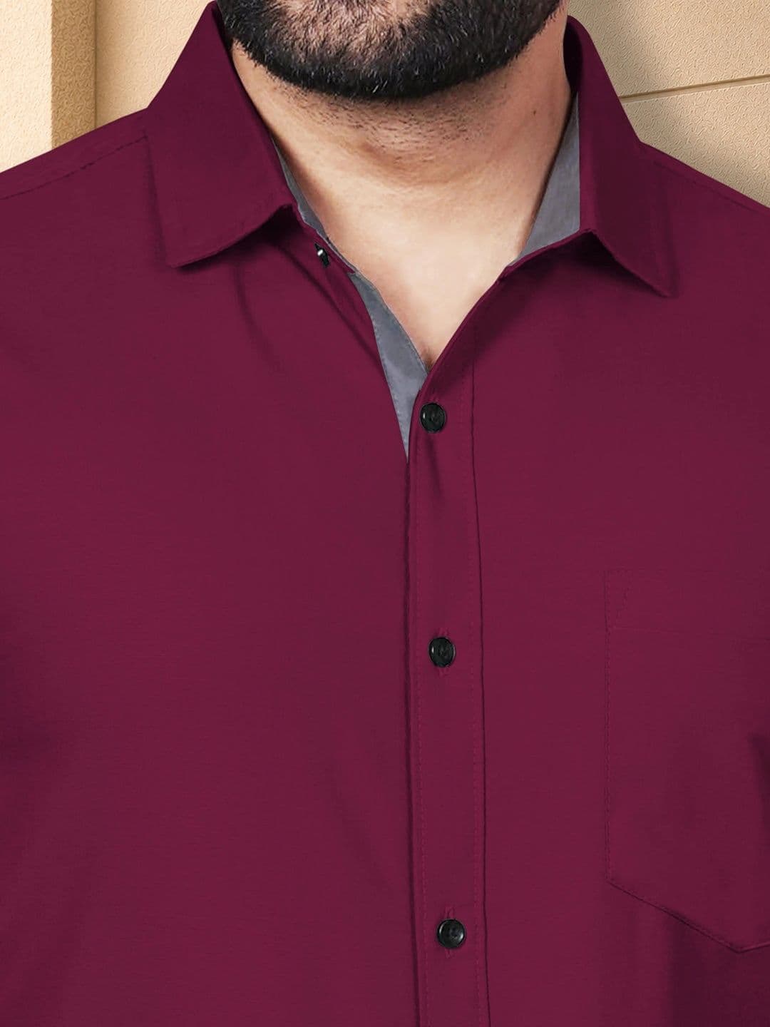 VeBNoR Men Standard Fit Spread Collar Solid Casual Shirt thumbnail 4