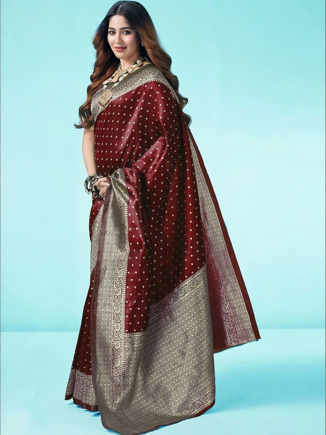 VS MALL Woven Design Zari Banarasi Saree thumbnail 2