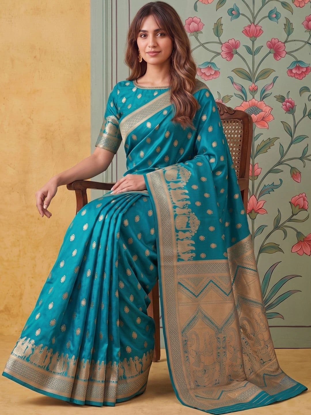 ROOP RADHIKA Woven Design Zari Silk Blend Designer Banarasi Saree thumbnail 2