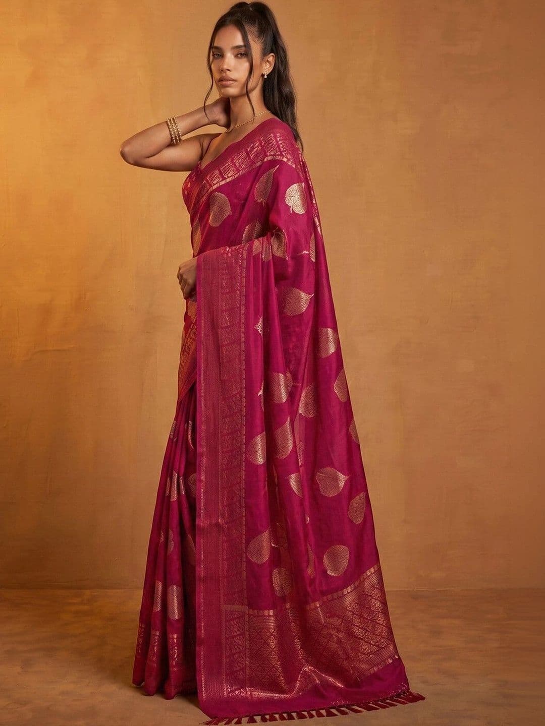 DRIP CHOWK Woven Design Zari Pure Chiffon Saree thumbnail 6