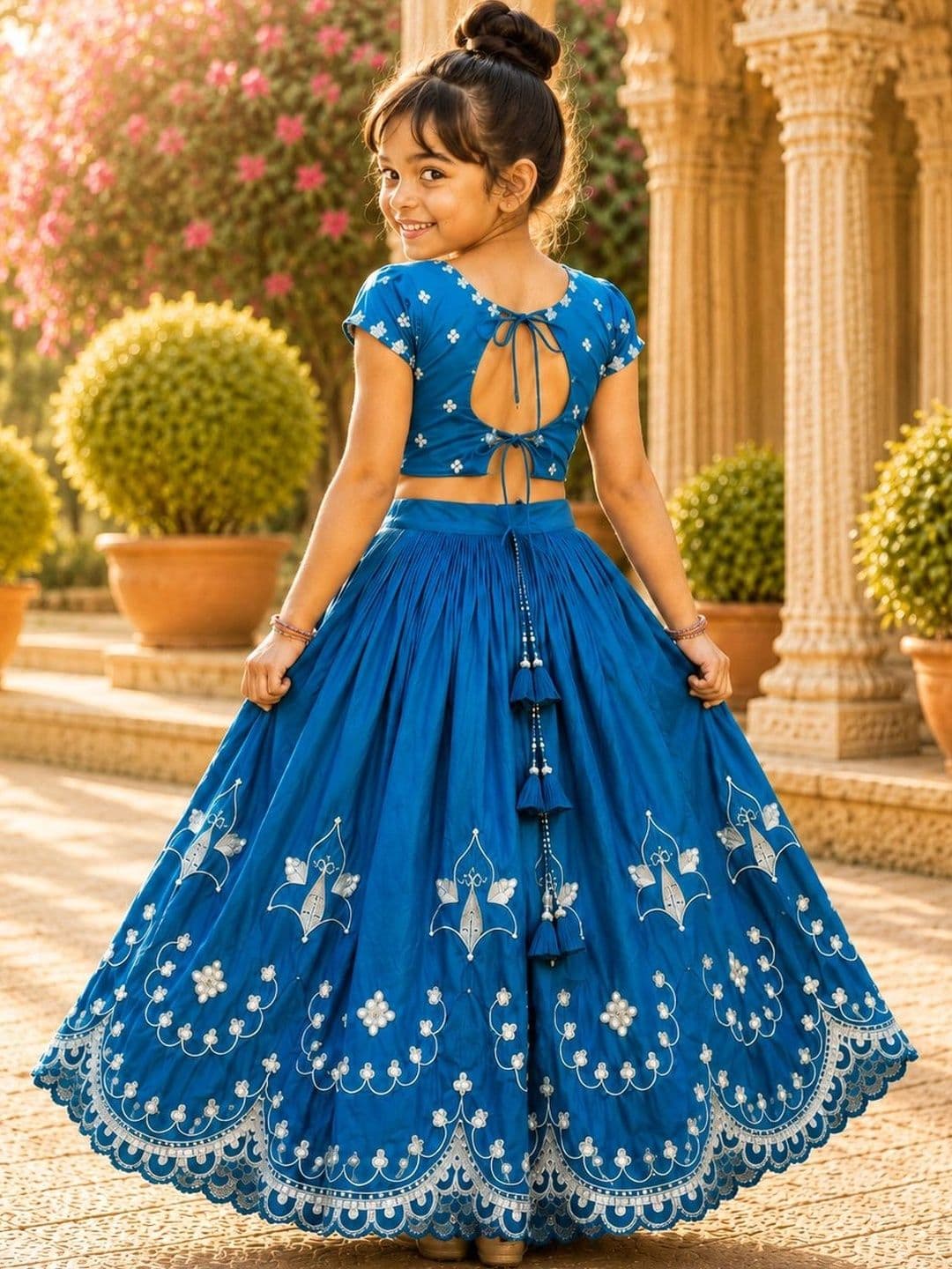 Sangria Girls Embroidered Thread Work Ready to Wear Lehenga & thumbnail 4