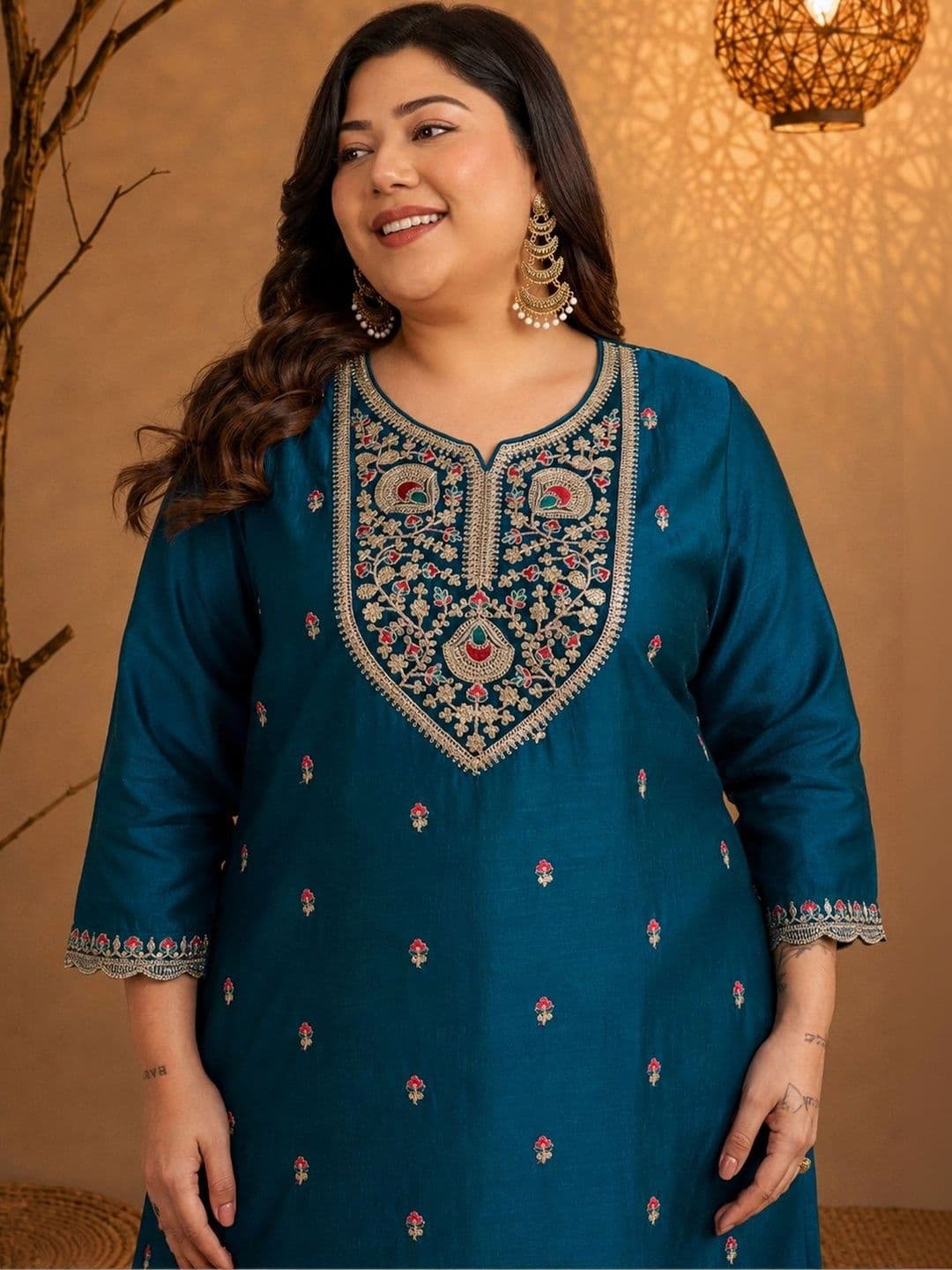 FULL BLOOM Women Ethnic Motifs Embroidered Thread Work Kurta thumbnail 5