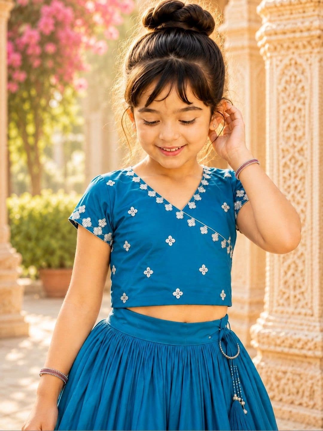Sangria Girls Embroidered Thread Work Ready to Wear Lehenga & thumbnail 6