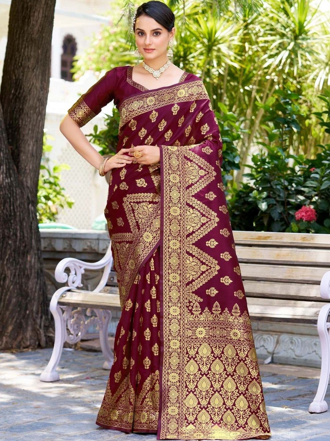 VS MALL Ethnic Motifs Zari Banarasi Saree - view 1