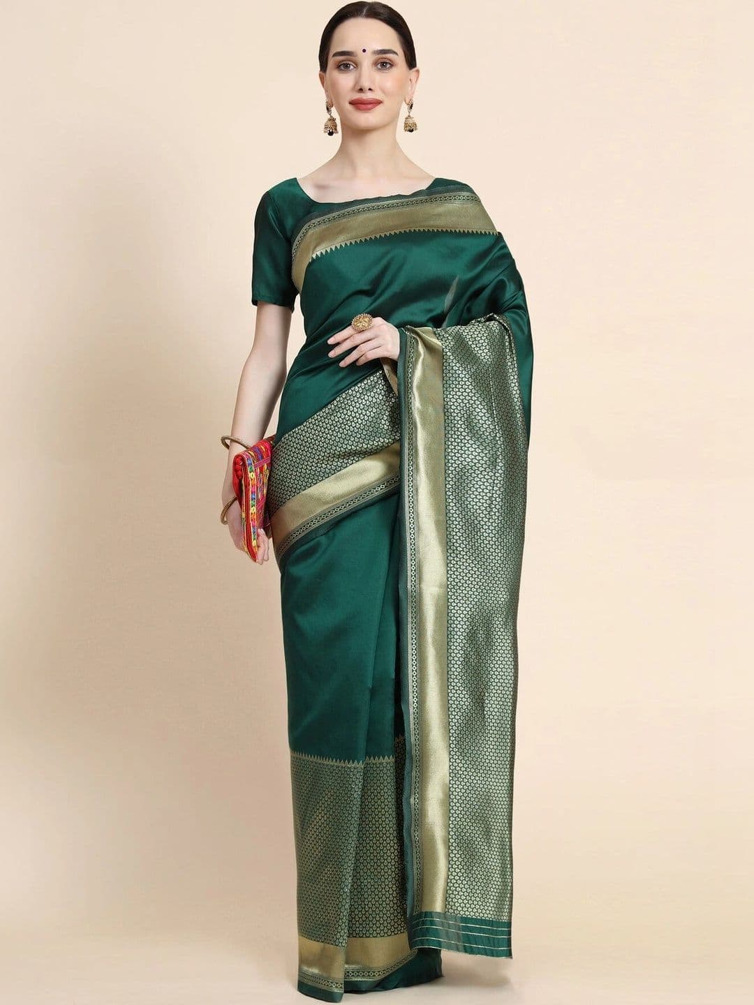 VS MALL Ethnic Motifs Zari Banarasi Saree thumbnail 2