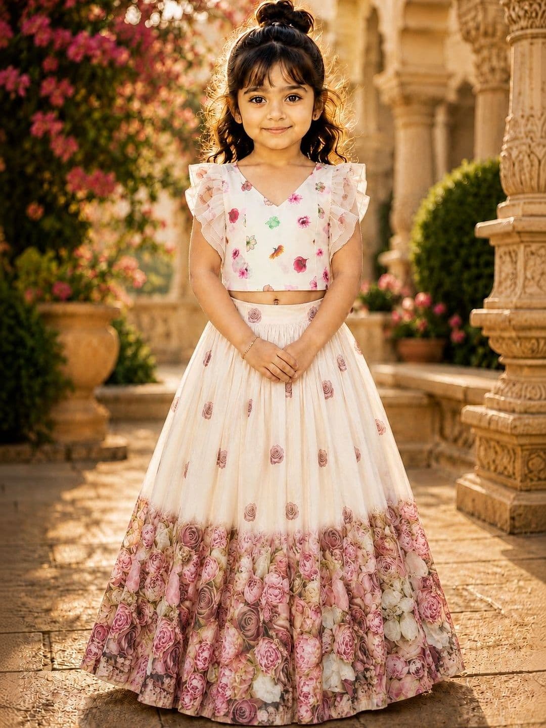 Sangria Girls Printed Ready to Wear Lehenga & - view 1