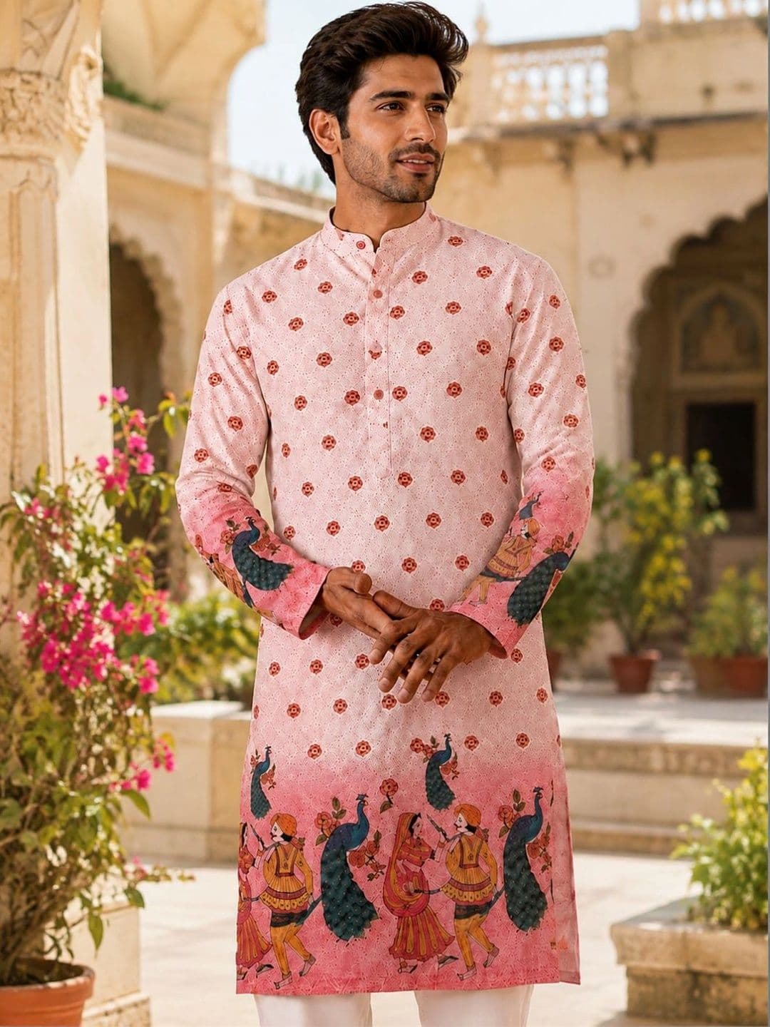 CB-COLEBROOK Men Ethnic Motifs Printed Kurta thumbnail 2