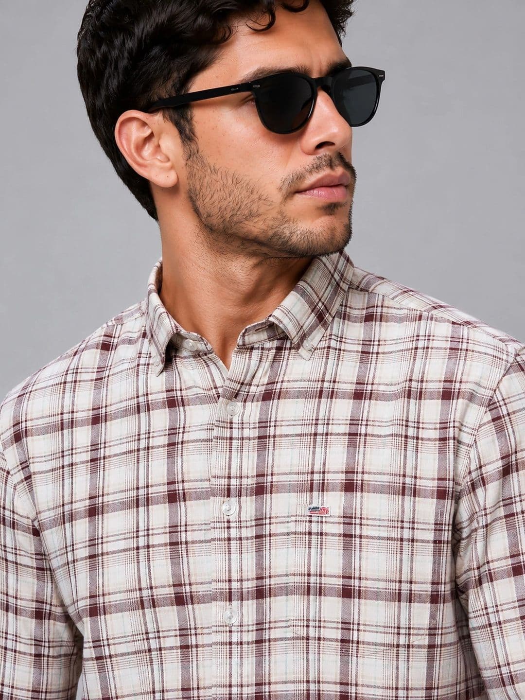U.S. PITCHERS Men Modern Slim Fit Tartan Checks Checked Casual Shirt thumbnail 6