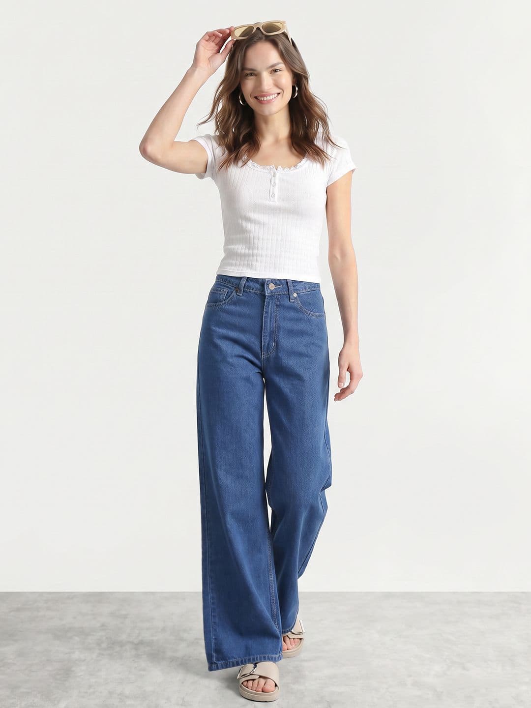 Mast & Harbour Women Flared Fit High-Rise Jeans thumbnail 4