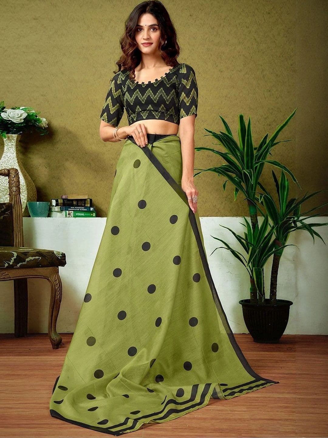 KALINI Polka Dot Fusion Saree thumbnail 5
