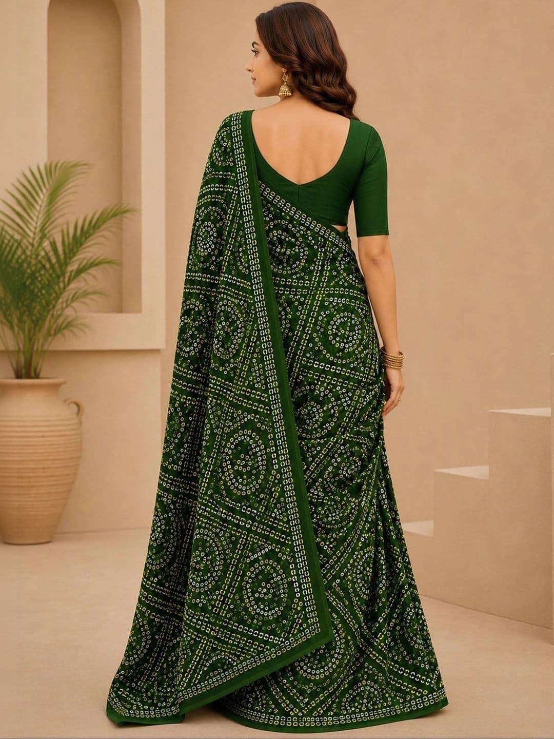 SAMANTHA Bandhani Poly Georgette Leheriya Saree thumbnail 4