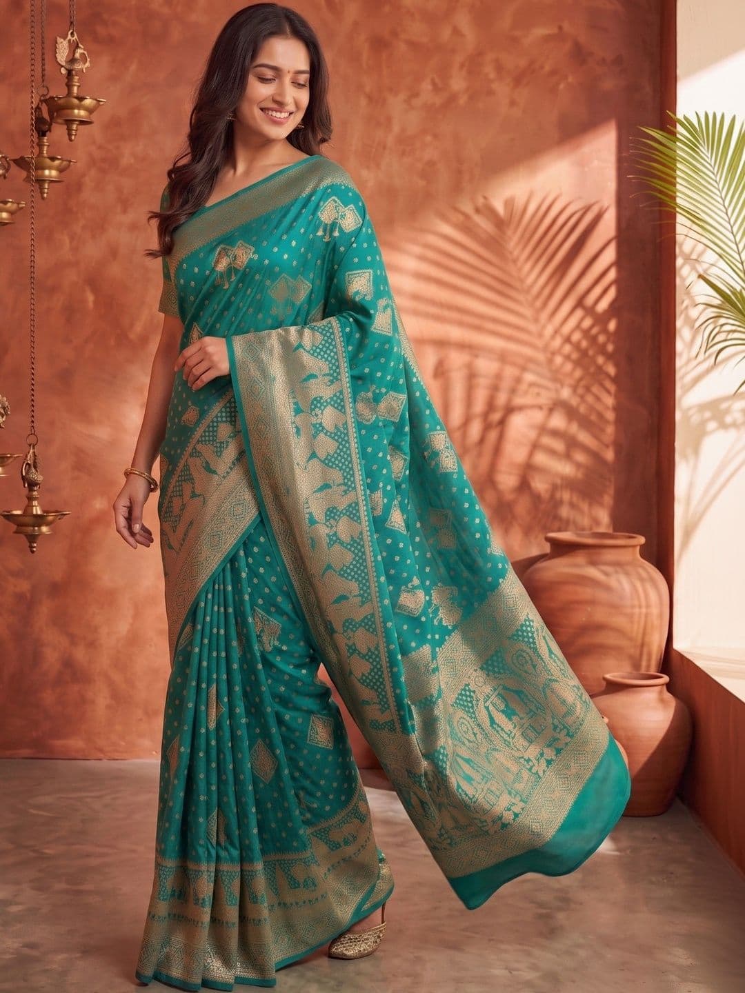 ROOP RADHIKA Woven Design Zari Silk Blend Designer Banarasi Saree thumbnail 2
