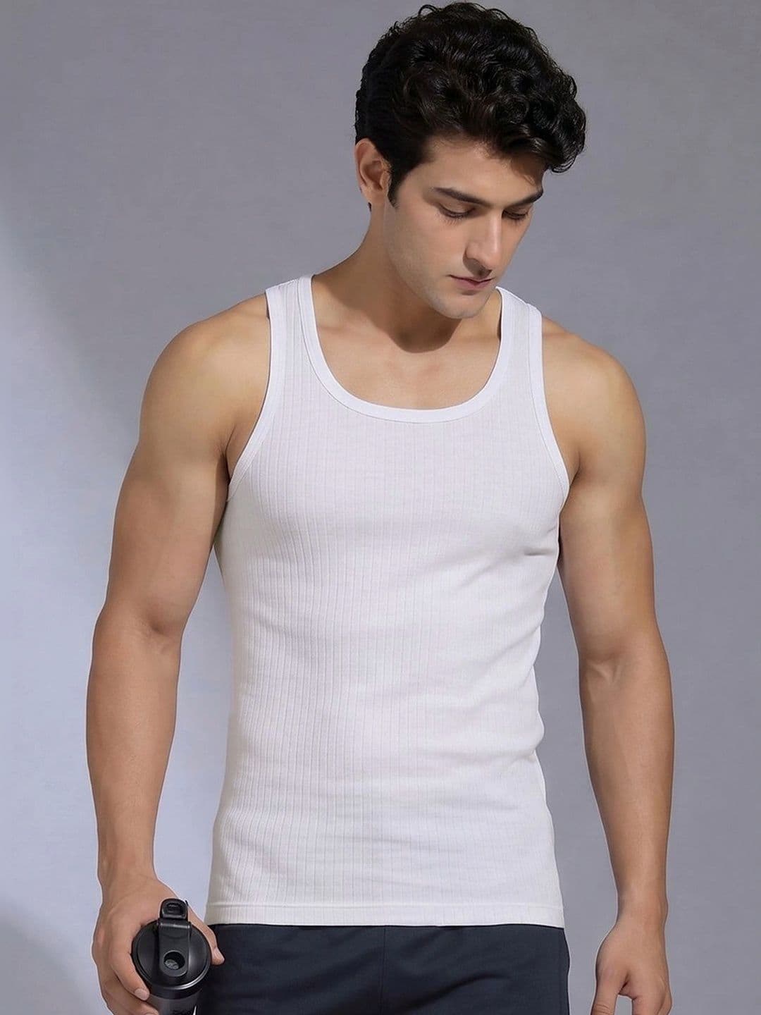 XYXX Men Solid Nova Super Combed Cotton White Round Neck Innerwear Vest thumbnail 3