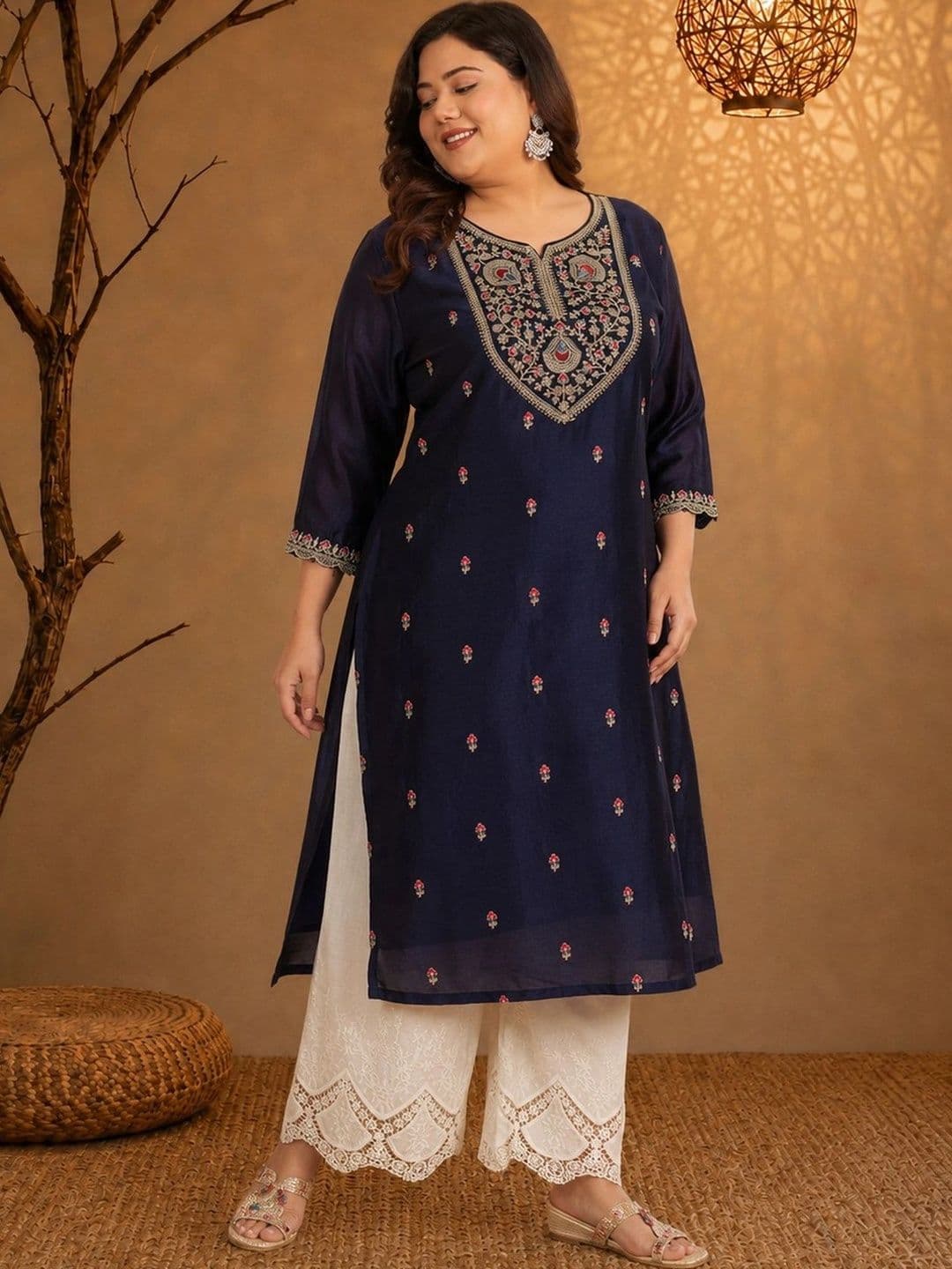 FULL BLOOM Women Ethnic Motifs Embroidered Thread Work Kurta thumbnail 7