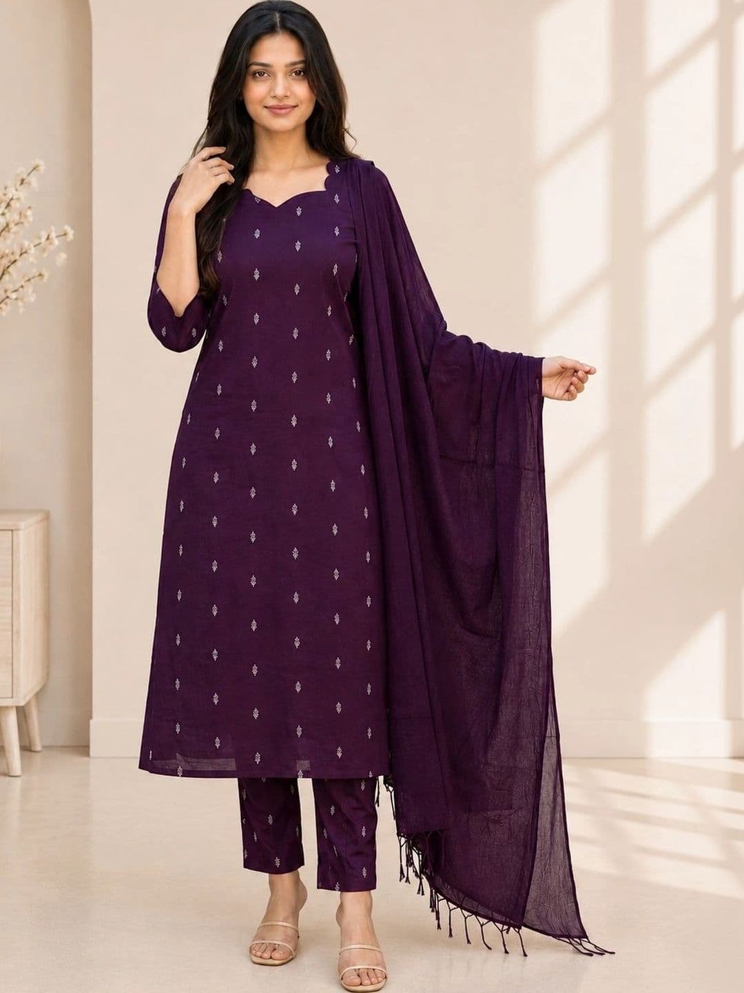 Rahigomar Women Ethnic Motifs Printed Regular Kurta with Trousers & With Dupatta - view 1