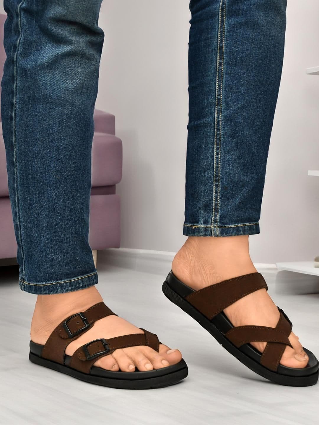 G L Trend Brown Leather Sandals thumbnail 3
