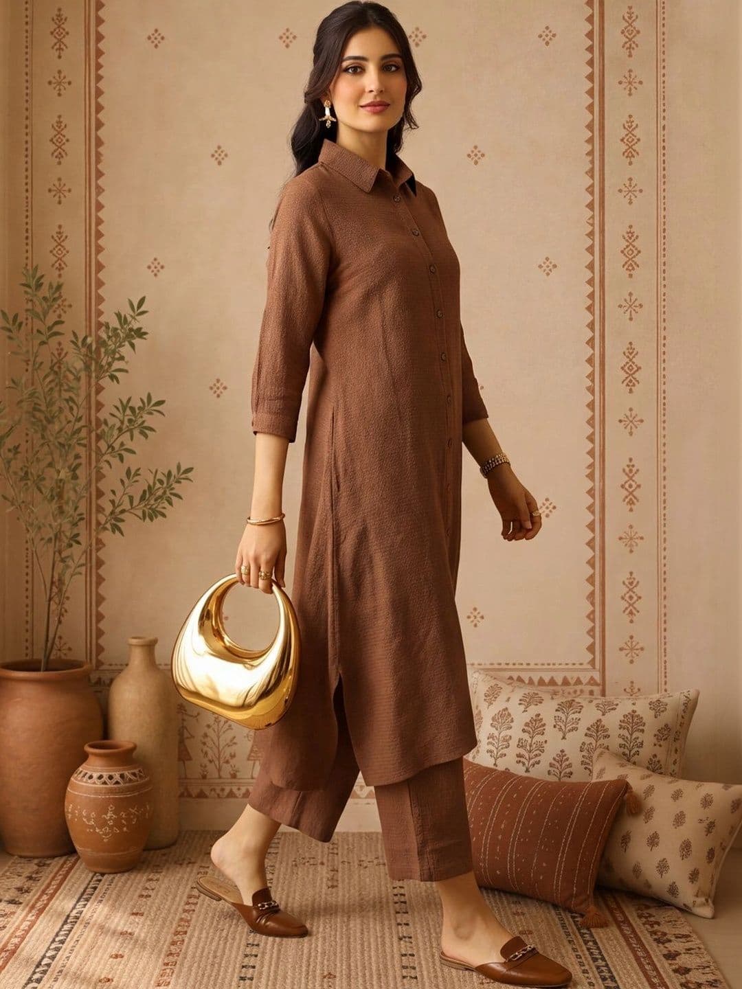 Anouk Women Regular Pure Cotton Kurta with Trousers thumbnail 6