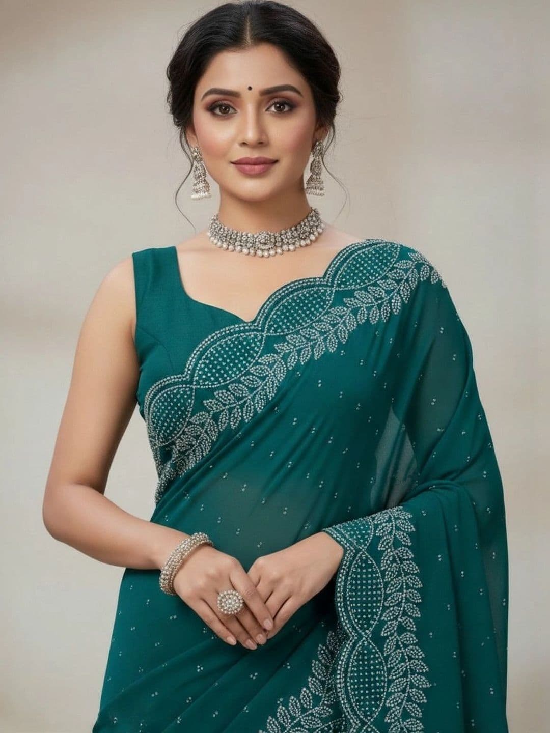RENBRIZA Poly Georgette Saree thumbnail 6